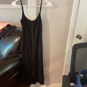 Black shin length dress